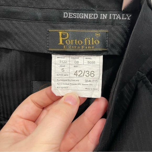 Portofilo Extra Fine Black Dress Pants Trouser Designed In Italy  Super 160’s - Picture 10 of 10